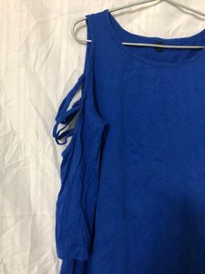 Blue Top  with cutout sleeves