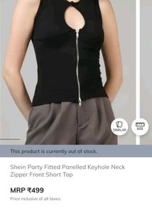 blue colour Key hole Zipper Top