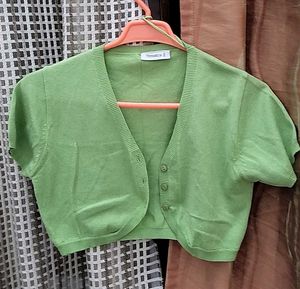 Green Cropped Cardigan [Shrug]