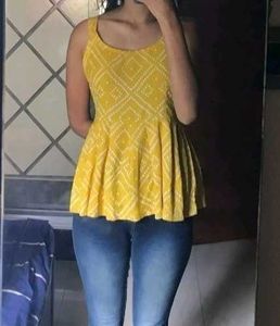 Yellow Printed Kurti
