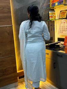 White Chikankari Suit (Kurti, Pant, Dupatta)