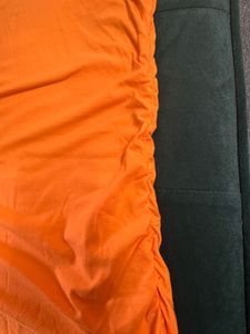 Orange Ruched T-Shirt Dress