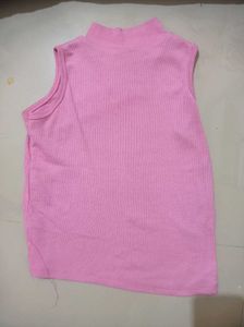 Pink Sleeveless Mock Neck Top