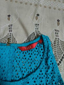 Cute Blue Cut out Tank Top