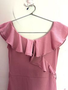 Pink Ruffle Bodycon Dress