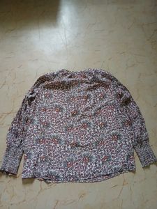 LOFT Pink Geometric Pattern Long Sleeve Blouse