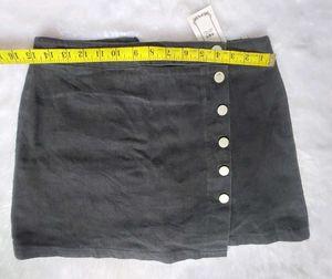 Button Denim Mini Skirt