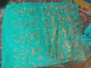 Green Embroidered Saree Blouse