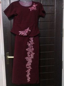 Burgundy Two-Piece Dress