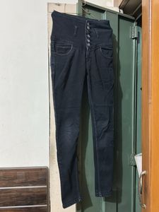 High Waist Button Jeans