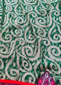 Bottle Green Brasso Saree