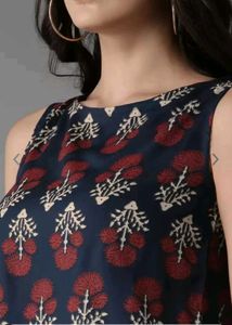 Here And Now Women Navy Blue Printed Top