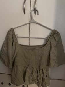 Olive Green Peplum Top