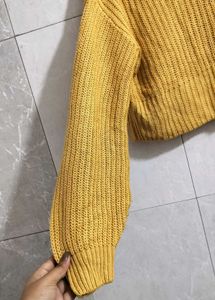 Crop Yellow Bell Sleeve Sweater