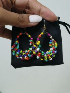 Multi Colour Bead Dangling Earrings