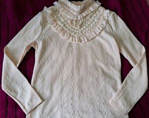 Women&#39;s Korean Pearl Neck Top