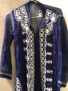 Embroidered Kurta Neavy Blue Lucknowi Kurti