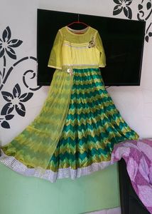 Yello N Green Gown With Duppata