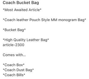 Coach Bucket Bag With Box
