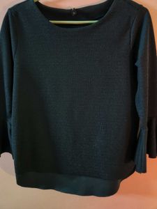 Navy Blue Shimmer Formal Office Wear Top