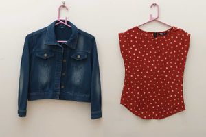 Tom Tailor Denim Jacket + Red Star Top Combo