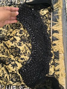 Black And Golden Gown With Neck Work