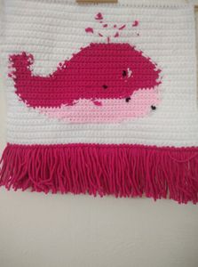 Handmade Pink Whale Wall Hanging
