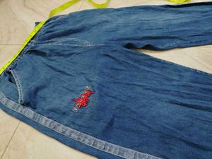 Vintage Denim Pants with Embroidery