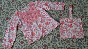 Floral Kurta And Tote Bag.