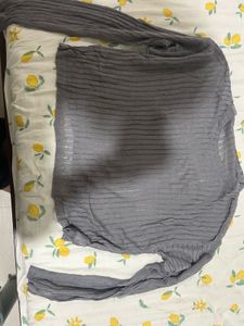 Grey Mesh Long Sleeve Top