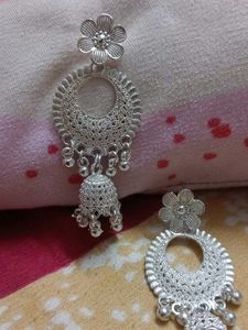 Silver Tone Jhumka Earrings