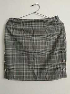 Gray Plaid Mini Skirt