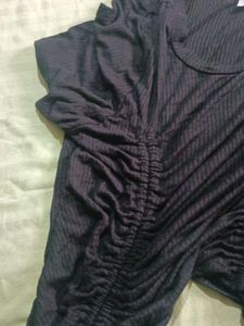 Black Ruched Detail Top
