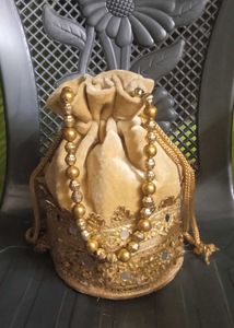 Golden Beaded Pouch