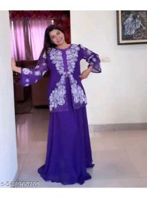 Purple Embroidered Dupatta