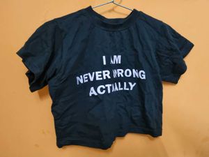 Black "I Am Never Wrong" Crop Top