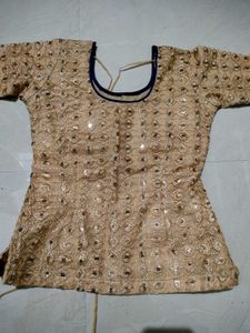Golden Colour Net fabric Top