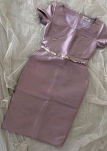 Lavender Sleeveless Satin Dress