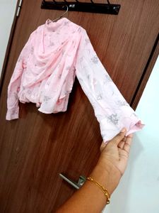 Baby Pink Top With Drape