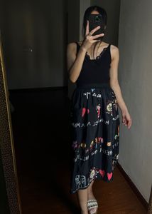 Inspired Children Painting MIKADO Silk MIDI Skirt