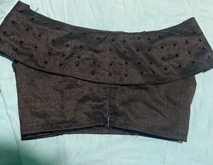 women  boat neck black blouse
