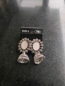 Women Silver Mirror Jhumka