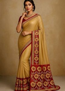 Elegant Cream Floral Saree ❤️