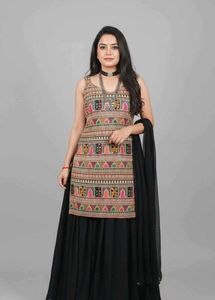 Embroidered Sleeveless Kurta Set