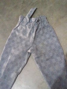 Stylish Plaid Paper Bag Waist Pants