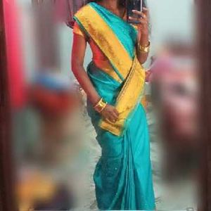 Elegant Blue &amp; Gold Saree