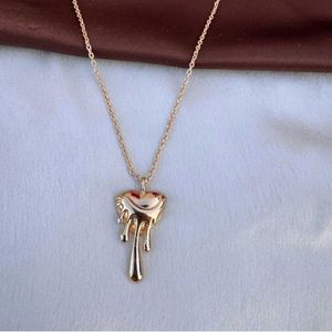 Dripping Heart Gold Chain Necklace