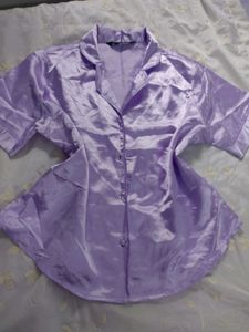 Lilac Silky Night Suit
