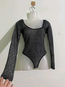 Black Shimmer Swimmer Top
