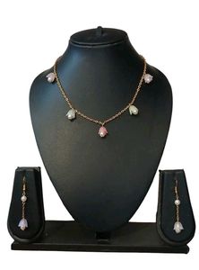 Flower Charm Necklace & Earrings Set